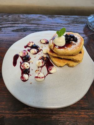 Blueberry pancakes at Plant Bistro in Ubud