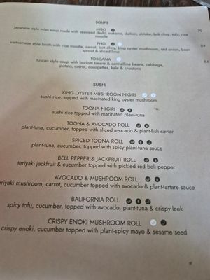 Menu at Plant Bistro in Ubud