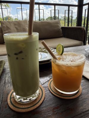 Matcha latte and immunity juice   at Plant Bistro in Ubud