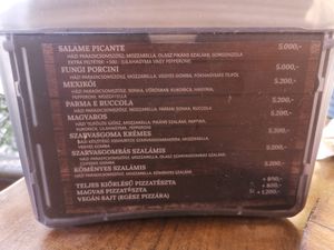 Menu at Pizza Piccolino in Gyor