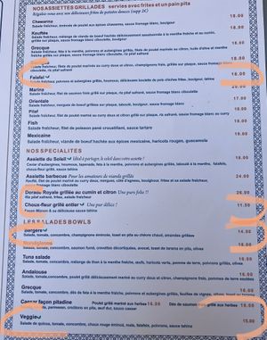 menu  at Pitadine Nice in Nice