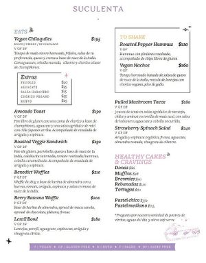 Menu 8/23 at Suculenta Armida in Monterrey