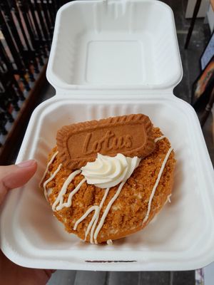 White chocolate biscoff at Golden Glaze Dougnuts  in Worcester
