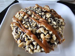Snickers doughnut at Golden Glaze Dougnuts  in Worcester