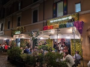 Front + outdoor,seating at Coming Out in Rome