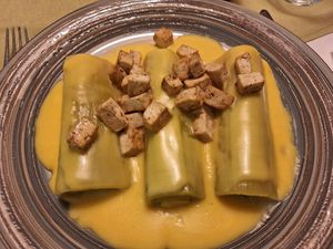 Puerros con tofu at Verdelima in Leon