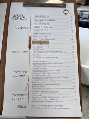 Menu  at Café Cacao in Monterrey