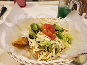 The vegan burrito was sold out so they made some crispy rolls with potato inside, vegan cheese and salad at Gravity Real Mexican Food in Sasebo