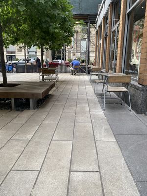 Outside seating   at Bombay Sandwich Co. in New York City