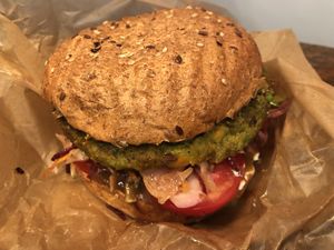 Bombay Burger (Avocado-GreenPea Patty) at Bombay Sandwich Co. in New York City