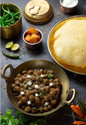 Choley(Chickpea curry) Bhature (puffed Bread) at Indian Dreams in Christchurch