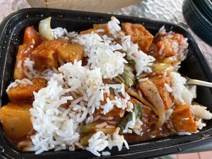 Sweet and sour with white rice   at Eat Thai Cuisine in Granite Falls