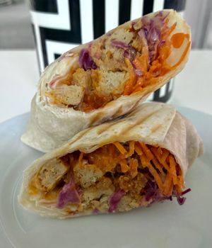 Spicy Chick’n Fiesta wrap at Naughty Vegan  in Dubai