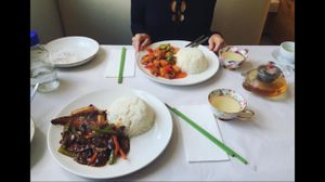 'beef' and black bean & sweet and sour 'pork' at Gong De Lin in Melbourne