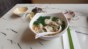 Vegetarian Dumplings Noodles Soup at Gong De Lin in Melbourne