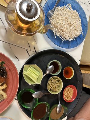 Cold noodles with sauces  at Gong De Lin in Melbourne