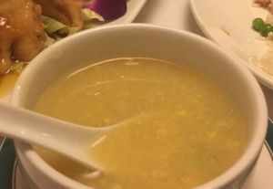 sweet corn soup & lemon chicken  at Gong De Lin in Melbourne