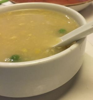 Sweet corn soup at Gong De Lin in Melbourne