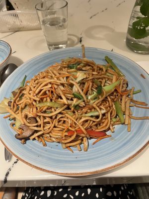Fried noodles with veggies $16  at Gong De Lin in Melbourne