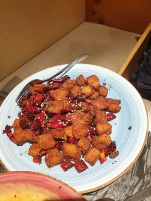 Deep fried Chikn w/hot chilli $22.80 at Gong De Lin in Melbourne