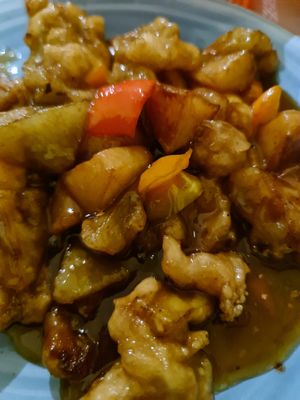 Eggplant potato and capsicum at Gong De Lin in Melbourne