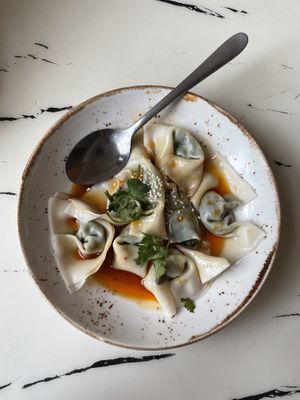 Wontons with spicy sauce   at Gong De Lin in Melbourne