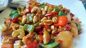 Kung pao hedgehog mushroom at Gong De Lin in Melbourne