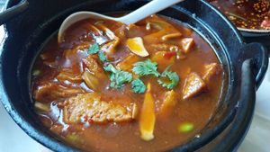 Mushroom tofu clay pot  at Gong De Lin in Melbourne