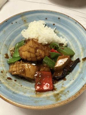 King Oyster mushroom and vegetables (nice flavours, meaty mushrooms)   at Gong De Lin in Melbourne