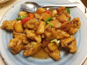 Stirfried eggplant, potato, capsicum: Delicious $19.80 at Gong De Lin in Melbourne