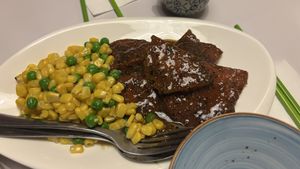 Vegan “beef” in black pepper sauce  at Gong De Lin in Melbourne