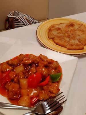 Sweet and sour pork, and pancake at Gong De Lin in Melbourne