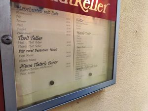 Menu, no mention of vegan at Stadtkeller in Bremgarten