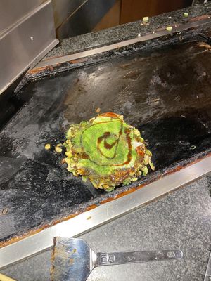  at Okonomiyaki Mizuno in Osaka