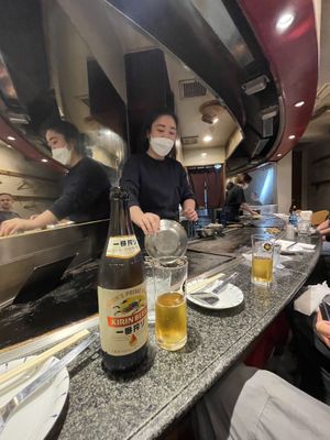   at Okonomiyaki Mizuno in Osaka