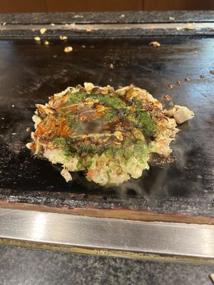   at Okonomiyaki Mizuno in Osaka