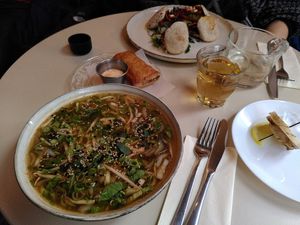 Pita kebap, sausage in bread, and Soto soup at Fret  in Den Bosch