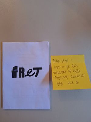 Welkoms briefje at Fret  in Den Bosch