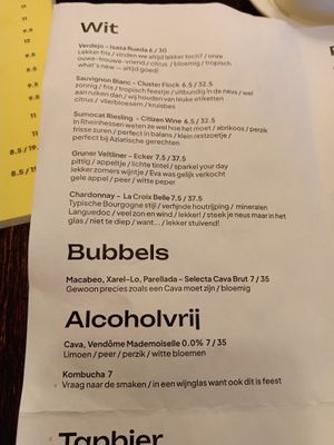 White, sparkling and alcohol-free wine menu (July 2025) at Fret  in Den Bosch