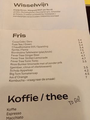 Soft drink menu (July 2025) at Fret  in Den Bosch