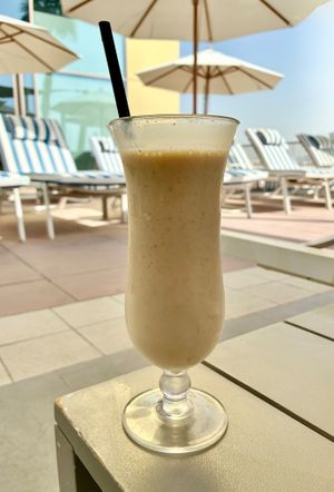 Banana and caramel milkshake  at Al Mizah Restaurant in Abu Dhabi