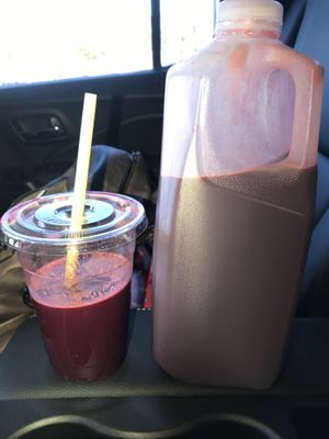64 oz Beet Goes On juice at Sunrise Superfood Cafe  at Sunrise Superfood Cafe in Wake Forest