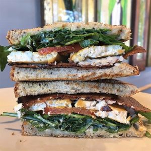 Morning Stack with Tofu at Mead's Green Door Cafe in Orange