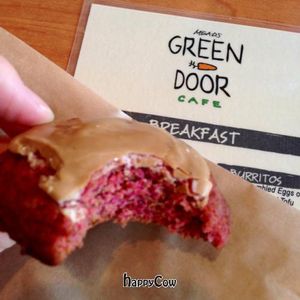 vegan red velvet cookie with espresso frosting! yum! at Mead's Green Door Cafe in Orange