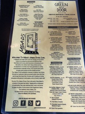 Menu at Mead's Green Door Cafe in Orange
