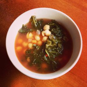 Garbanzo and kale soup! at Mead's Green Door Cafe in Orange