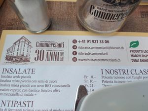 Menu at Ristorante Commercianti in Lugano