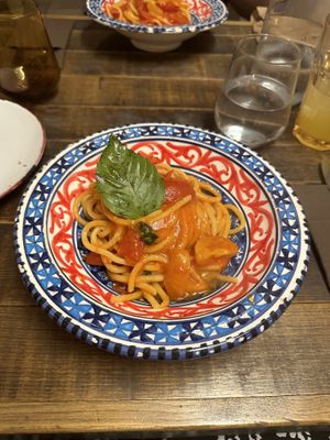 Spaghetti pomodorini  at Piennolo Land Food in Sorrento