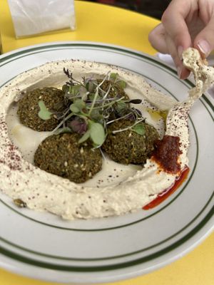 Hummus with falafel and pita  at Chutzpah Kitchen  in Westfield