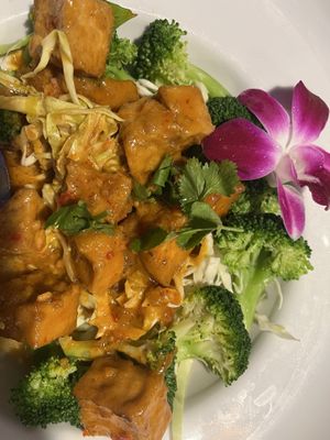 Pra ram with tofu  at Signature Thai Cuisine in La Mesa